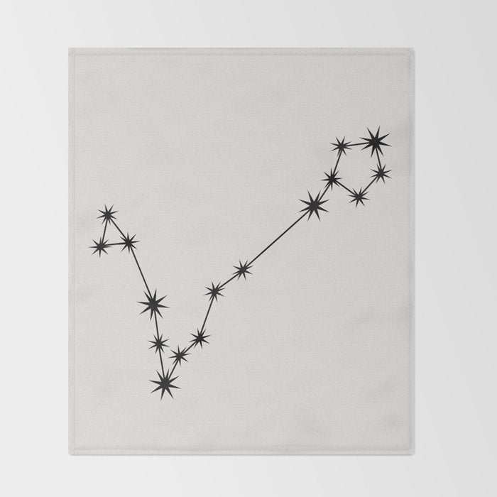 Pisces Zodiac Star Constellation Line Art White Throw Blanket Gallery Image 2