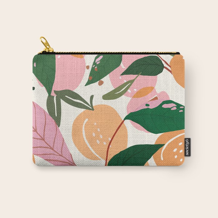 The Peach Garden , Vintage Botanical Tropical Jungle, Fruits Plants Pastel Summer Forest Carry All Pouch Gallery Image 1