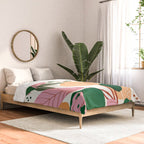 The Peach Garden , Vintage Botanical Tropical Jungle, Fruits Plants Pastel Summer Forest Comforter Gallery Image 2