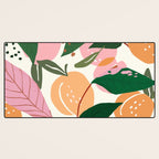 The Peach Garden , Vintage Botanical Tropical Jungle, Fruits Plants Pastel Summer Forest Desk Mat Gallery Image 3