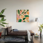 The Peach Garden , Vintage Botanical Tropical Jungle, Fruits Plants Pastel Summer Forest Wood Wall Art Gallery Image 2