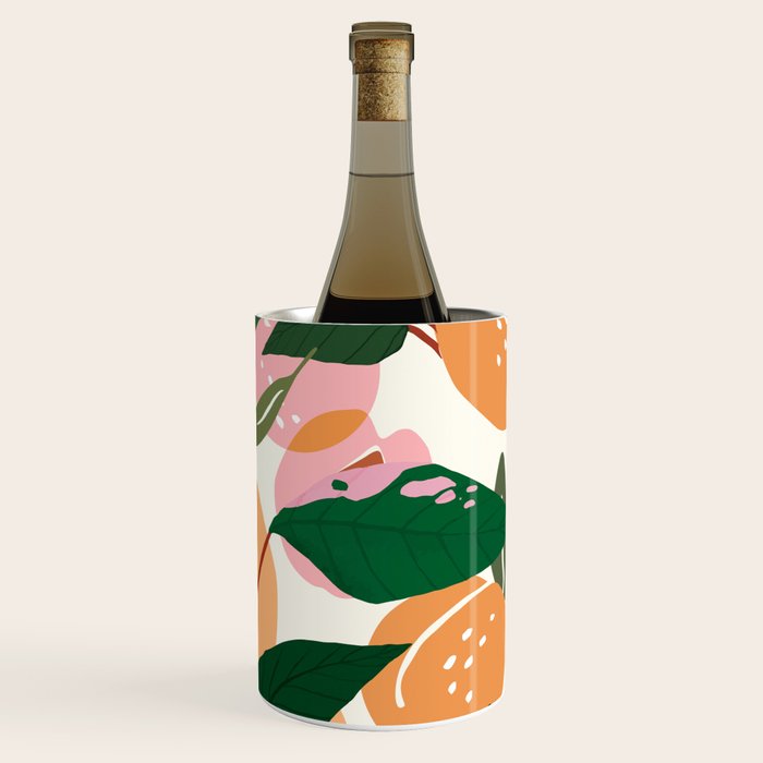 The Peach Garden , Vintage Botanical Tropical Jungle, Fruits Plants Pastel Summer Forest Wine Chiller Gallery Image 3