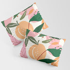 The Peach Garden , Vintage Botanical Tropical Jungle, Fruits Plants Pastel Summer Forest Pillow Sham Gallery Image 3