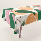 The Peach Garden , Vintage Botanical Tropical Jungle, Fruits Plants Pastel Summer Forest Tablecloth Gallery Image 1
