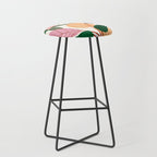 The Peach Garden , Vintage Botanical Tropical Jungle, Fruits Plants Pastel Summer Forest Stool Gallery Image 1