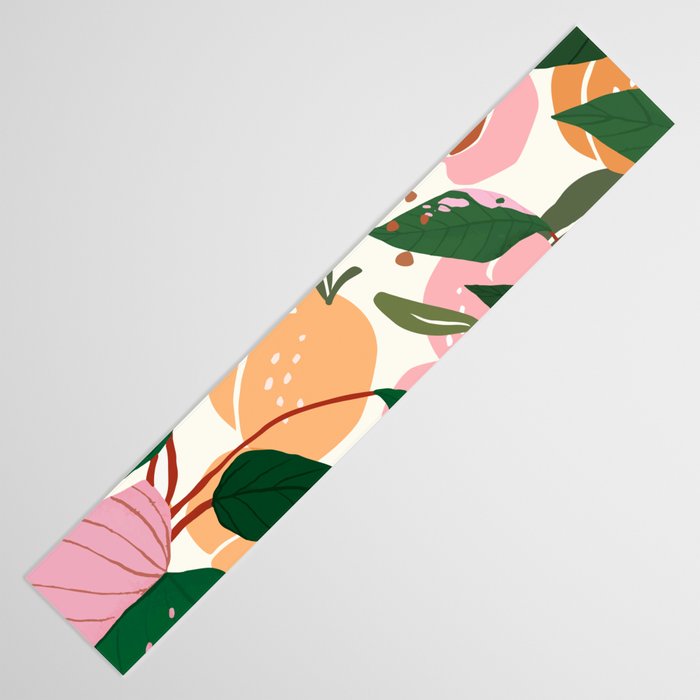 The Peach Garden , Vintage Botanical Tropical Jungle, Fruits Plants Pastel Summer Forest Table Runner Gallery Image 3