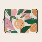 The Peach Garden , Vintage Botanical Tropical Jungle, Fruits Plants Pastel Summer Forest Laptop Sleeve Gallery Image 1