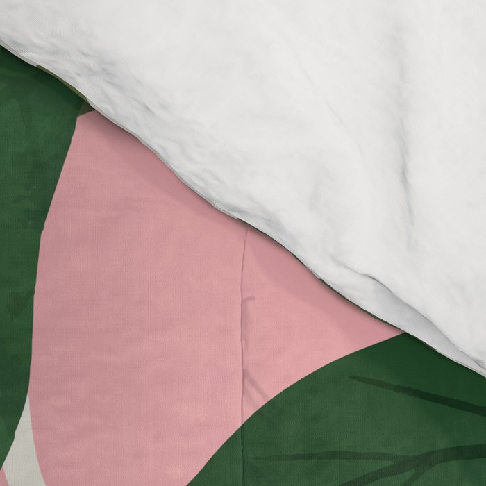 The Peach Garden , Vintage Botanical Tropical Jungle, Fruits Plants Pastel Summer Forest Comforter Gallery Image 4
