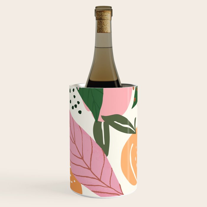 The Peach Garden , Vintage Botanical Tropical Jungle, Fruits Plants Pastel Summer Forest Wine Chiller Gallery Image 2