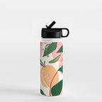 The Peach Garden , Vintage Botanical Tropical Jungle, Fruits Plants Pastel Summer Forest Water Bottle Gallery Image 1