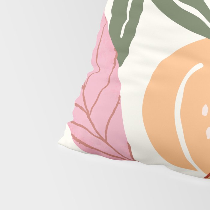 The Peach Garden , Vintage Botanical Tropical Jungle, Fruits Plants Pastel Summer Forest Pillow Sham Gallery Image 4