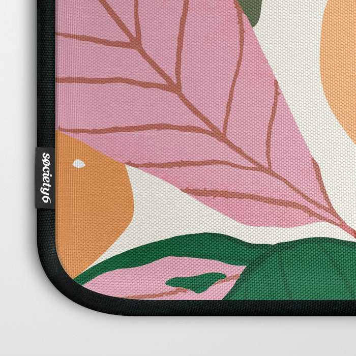 The Peach Garden , Vintage Botanical Tropical Jungle, Fruits Plants Pastel Summer Forest Laptop Sleeve Gallery Image 3