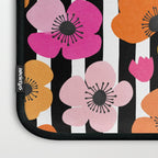 Midcentury Playful Botanica Bold Multicolor Retro Flowers On Black And White Stripes Laptop Sleeve Gallery Image 3