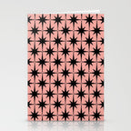 Midcentury Modern Atomic Starburst Pattern in 50s Bathroom Pink and Black Stationery Card Gallery Image 2