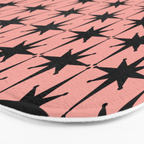 Midcentury Modern Atomic Starburst Pattern in 50s Bathroom Pink and Black Bath Mat Gallery Image 3