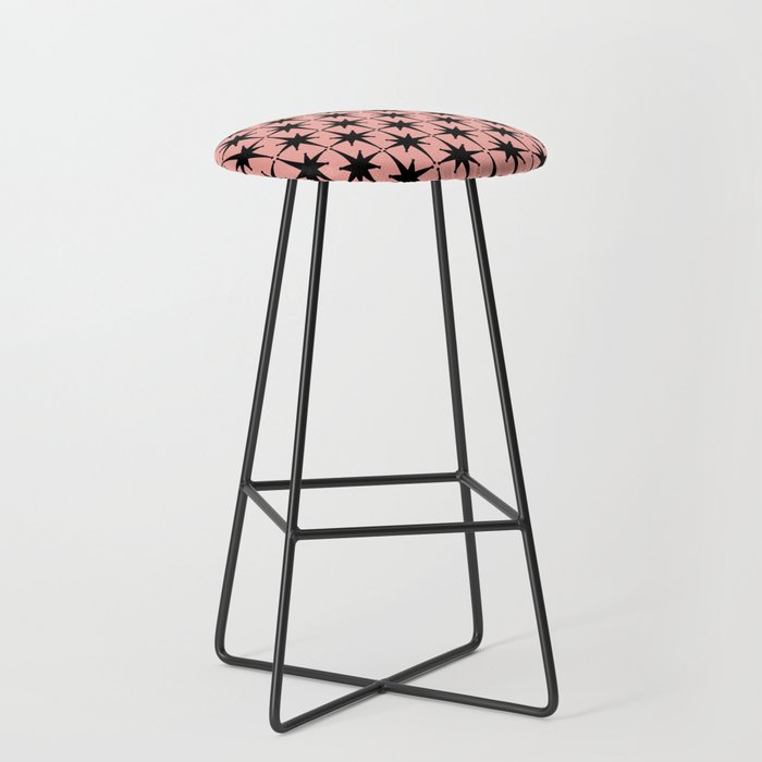 Midcentury Modern Atomic Starburst Pattern in 50s Bathroom Pink and Black Stool Gallery Image 1