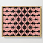 Midcentury Modern Atomic Starburst Pattern in 50s Bathroom Pink and Black Serving Tray Gallery Image 1