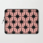 Midcentury Modern Atomic Starburst Pattern in 50s Bathroom Pink and Black Laptop Sleeve Gallery Image 1