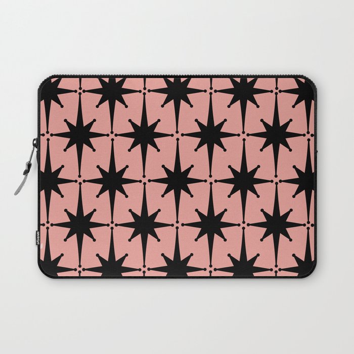 Midcentury Modern Atomic Starburst Pattern in 50s Bathroom Pink and Black Laptop Sleeve Gallery Image 1