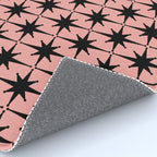 Midcentury Modern Atomic Starburst Pattern in 50s Bathroom Pink and Black Rug Gallery Image 4