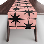 Midcentury Modern Atomic Starburst Pattern in 50s Bathroom Pink and Black Table Runner Gallery Image 1