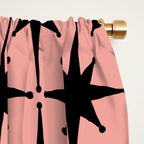 Midcentury Modern Atomic Starburst Pattern in 50s Bathroom Pink and Black Window Curtain Gallery Image 2