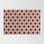 Midcentury Modern Atomic Starburst Pattern in 50s Bathroom Pink and Black Rug Gallery Image 2