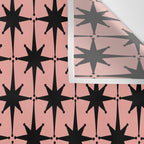 Midcentury Modern Atomic Starburst Pattern in 50s Bathroom Pink and Black Wall Tapestry Gallery Image 3
