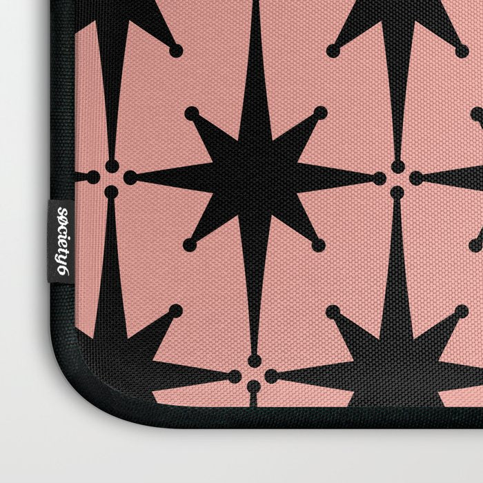 Midcentury Modern Atomic Starburst Pattern in 50s Bathroom Pink and Black Laptop Sleeve Gallery Image 3