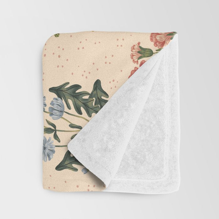 Wild Flowers ~ vol4. ~ light  vintage inspired botanical Throw Blanket Gallery Image 3