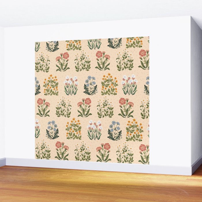 Wild Flowers ~ vol4. ~ light  vintage inspired botanical Wall Mural Gallery Image 2