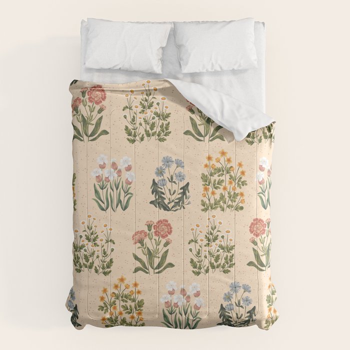 Wild Flowers ~ vol4. ~ light  vintage inspired botanical Comforter Gallery Image 6