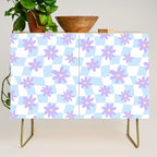 Retro psychedelic flower checkered print Credenza Gallery Image 1