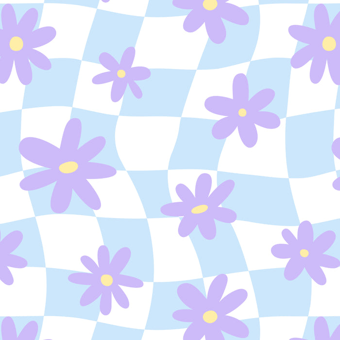 Retro psychedelic flower checkered print Coffee Mug Gallery Image 2