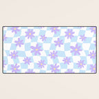 Retro psychedelic flower checkered print Desk Mat Gallery Image 3