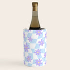 Retro psychedelic flower checkered print Wine Chiller Gallery Image 1
