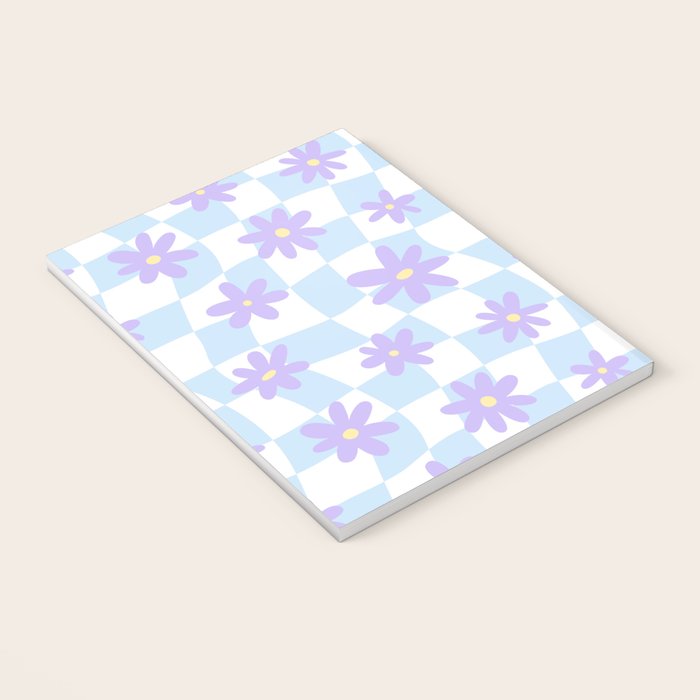 Retro psychedelic flower checkered print Notebook Gallery Image 3