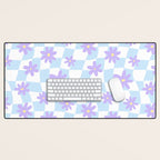Retro psychedelic flower checkered print Desk Mat Gallery Image 1
