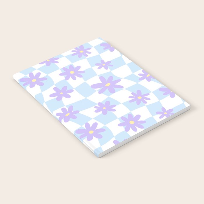 Retro psychedelic flower checkered print Notebook Gallery Image 1
