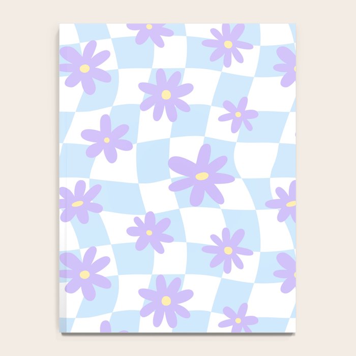 Retro psychedelic flower checkered print Notebook Gallery Image 4