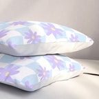 Retro psychedelic flower checkered print Pillow Sham Gallery Image 3