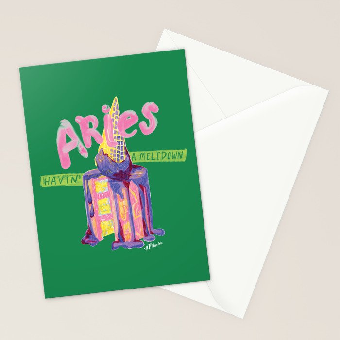 Aries Dessert in Kelly Green & Pink Stationery Card Gallery Image 2
