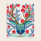 Floral Antlers - Red & Navy Poster Gallery Image 4