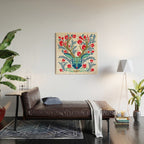Floral Antlers - Red & Navy Wood Wall Art Gallery Image 2