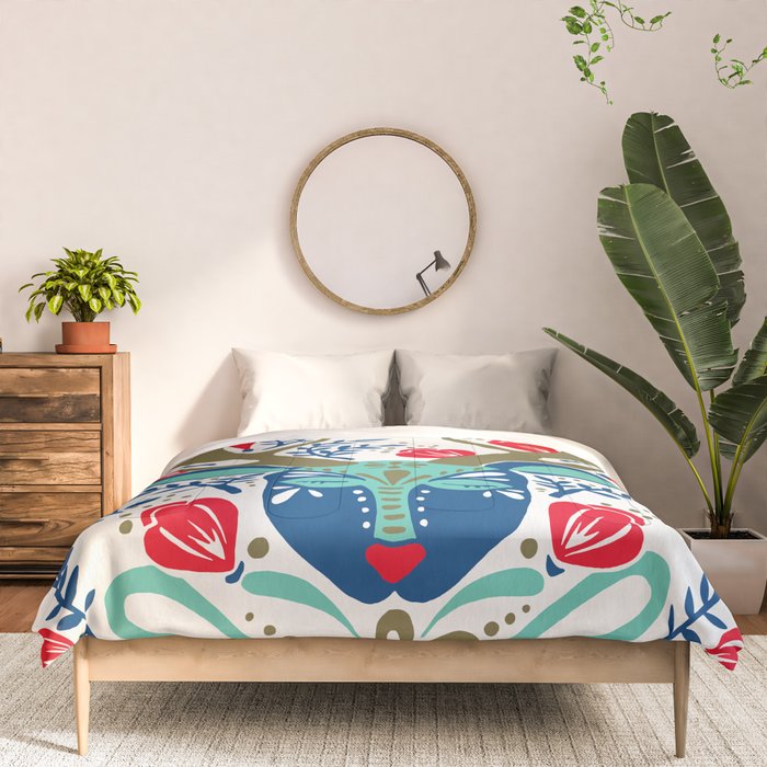 Floral Antlers - Red & Navy Comforter Gallery Image 3