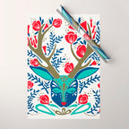 Floral Antlers - Red & Navy Wrapping Paper Gallery Image 1