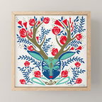 Floral Antlers - Red & Navy Mini Art Print Gallery Image 1