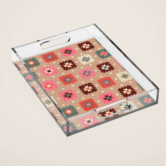 Festive Winter Quilt Tiles With Stars Acrylic Tray Gallery Image 1