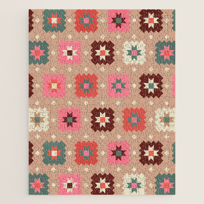 Festive Winter Quilt Tiles With Stars Jigsaw Puzzle Gallery Image 1