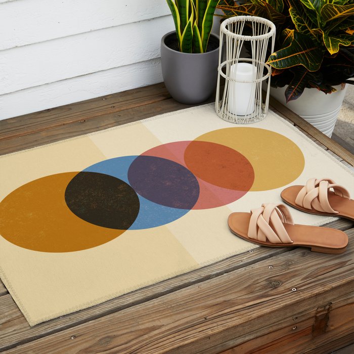 Abstraction_SUNRISE_SUNSET_CIRCLE_RISING_COLORFUL_POP_ART_0425A Outdoor Rug Gallery Image 2